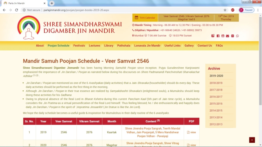 Poojan Schedule Section Inaugurated (Magshar Vad 8)